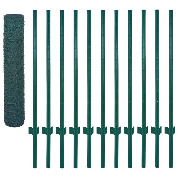 Draadgaashek met Palen 25x0,75m Groen -35% Korting!