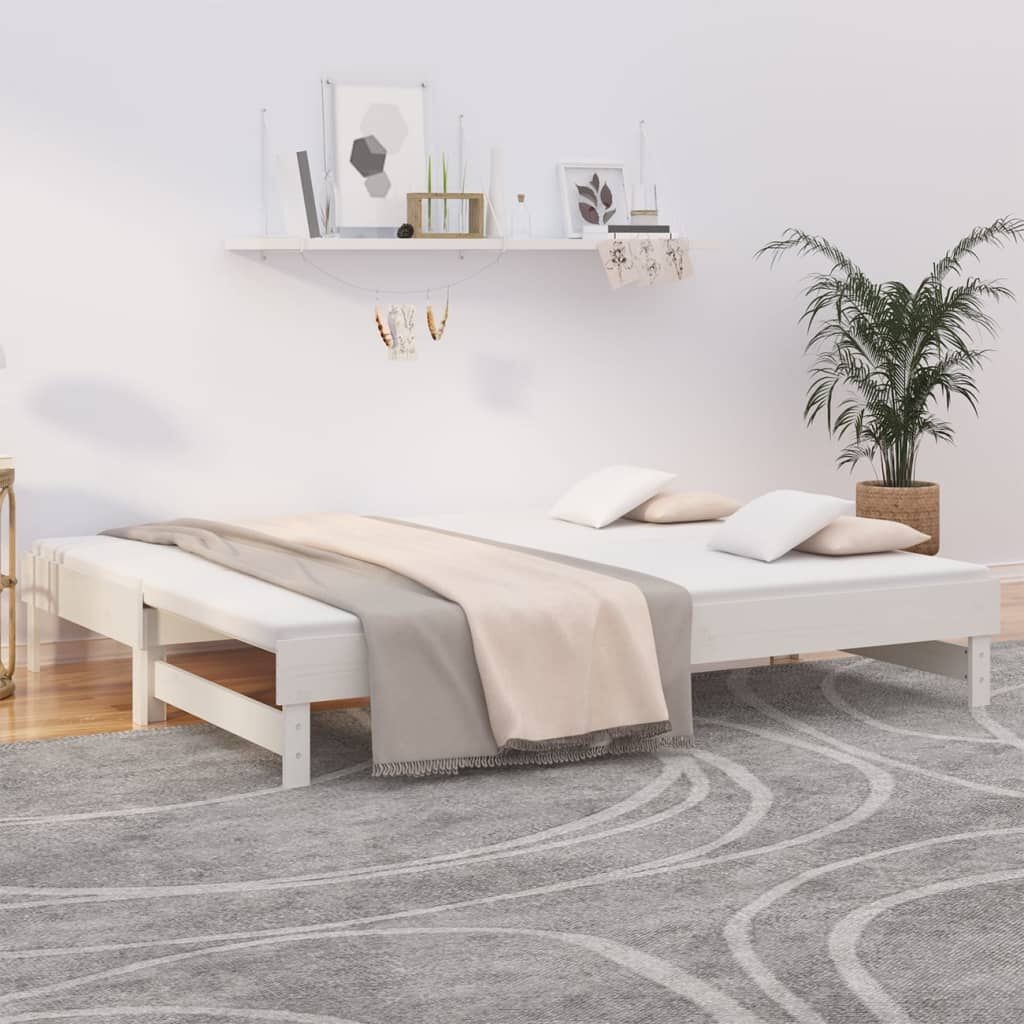 vidaXL Uitschuifbare Slaapbank Grenen Wit - 2x 90x200 cm - 35% Korting!