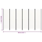 Kamerscherm 6 Panelen Wit 300x180cm - 35% Korting!