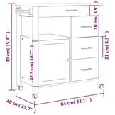 vidaXL Keukentrolley Grenen MONZA - 51% Korting! (Beschadigd)