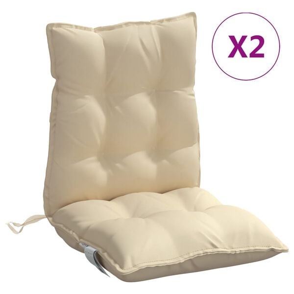 vidaXL Stoelkussens (2x) Beige - Lage Rug - 35% Korting!