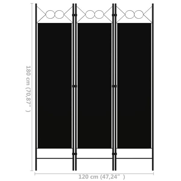 Kamerscherm 3 Panelen Zwart 120x180cm - 40% Korting!