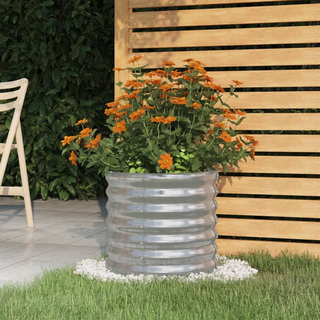 vidaXL Plantenbak 40x40x36 cm gepoedercoat staal zilverkleurig