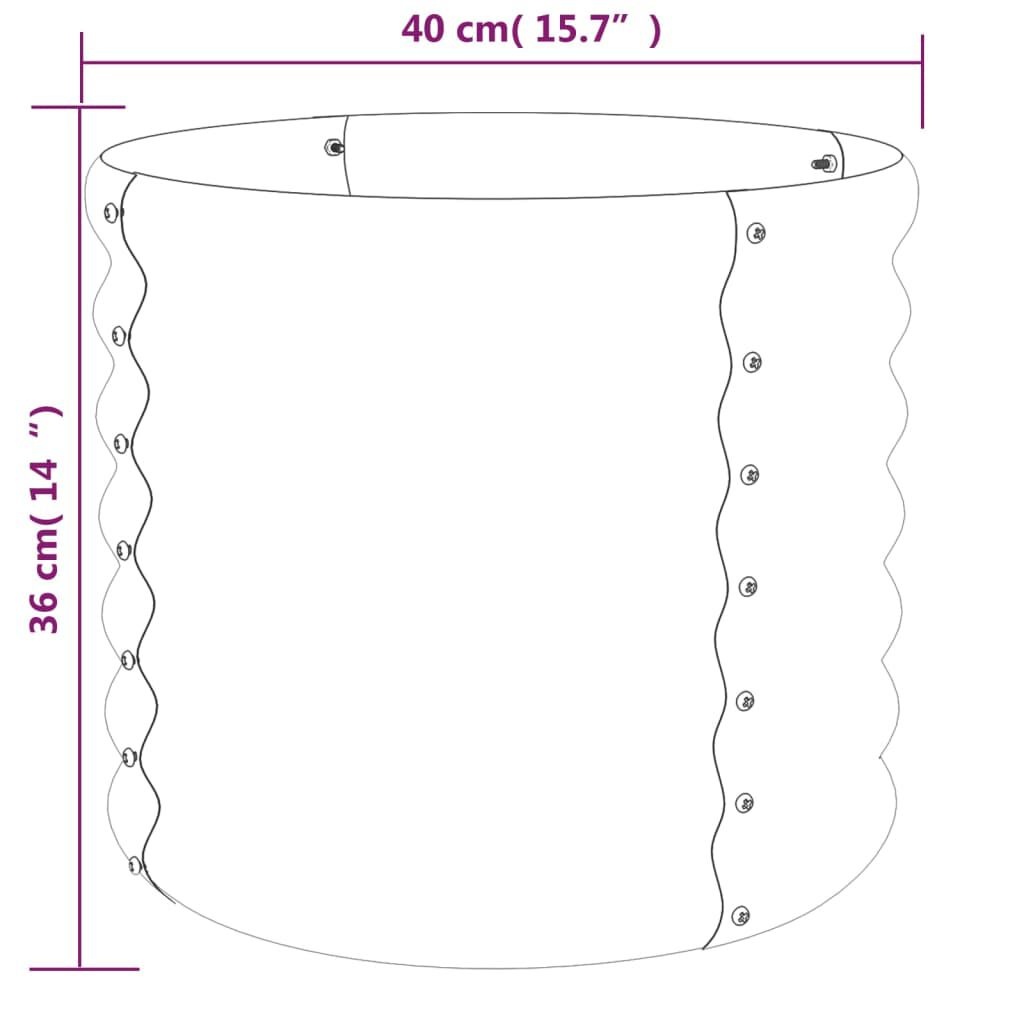 vidaXL Plantenbak 40x40x36 cm gepoedercoat staal zilverkleurig