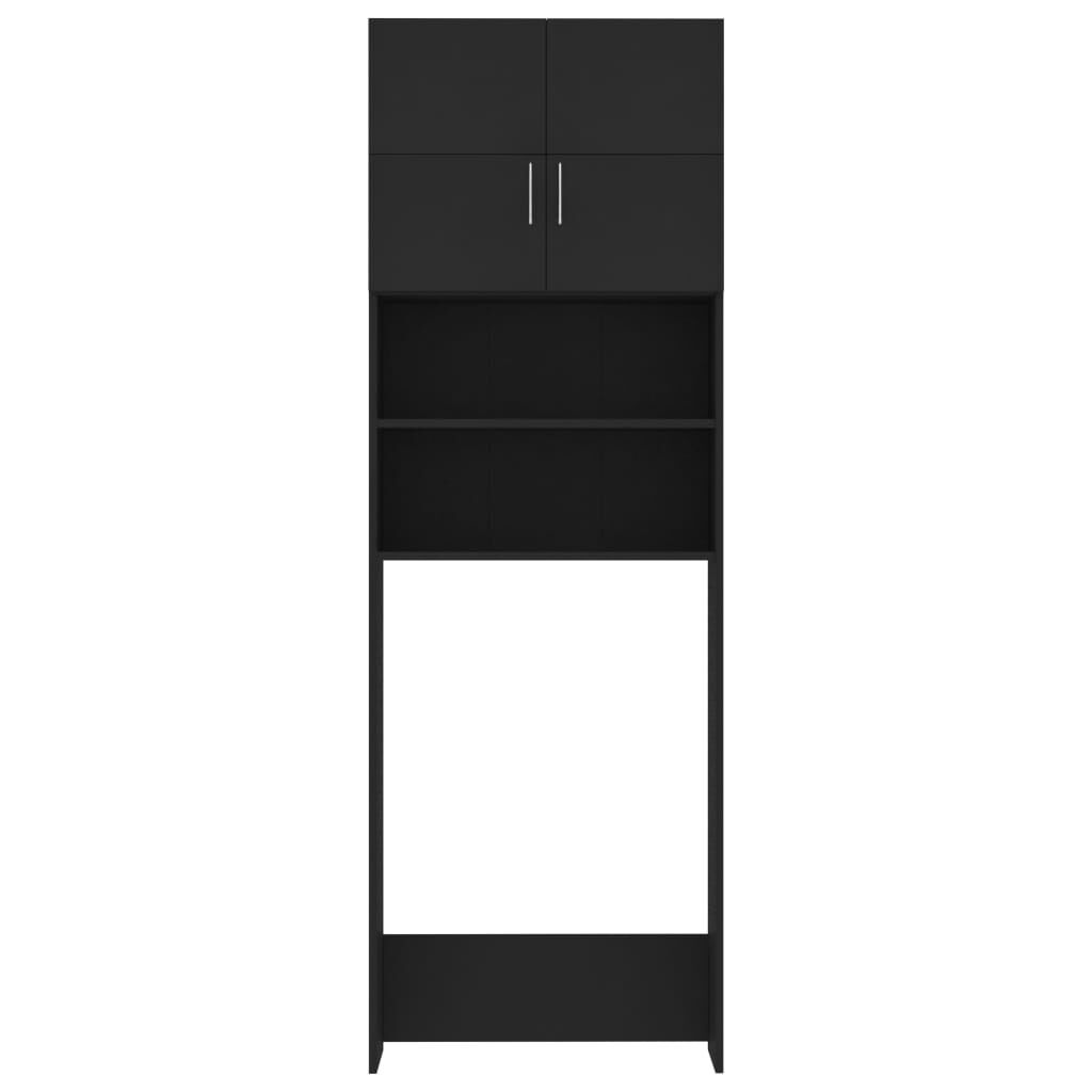vidaXL Wasmachinekast 64x25,5x190 cm bewerkt hout zwart