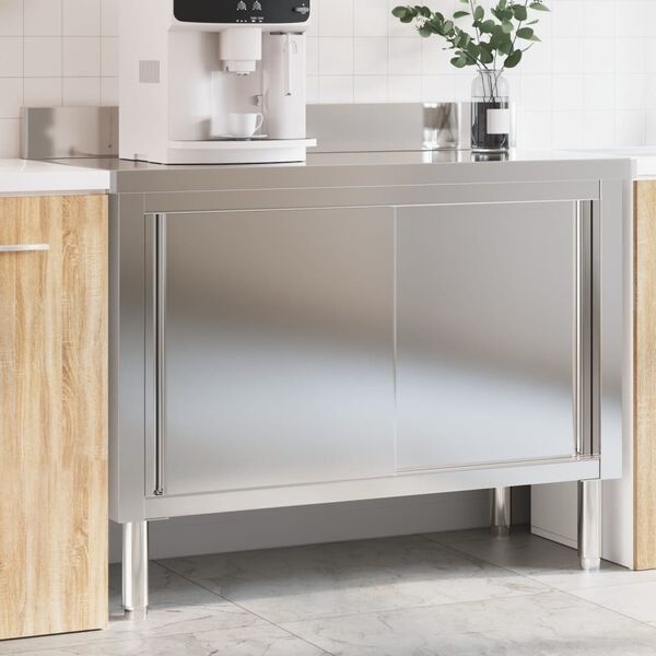 vidaXL Keukenwerktafel RVS Schuifdeuren -60%