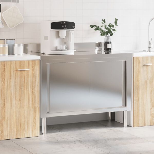 vidaXL Keukenwerktafel RVS Schuifdeuren -60%