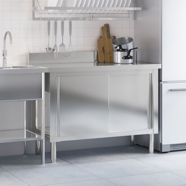 vidaXL Keukenwerktafel RVS Schuifdeuren -60%