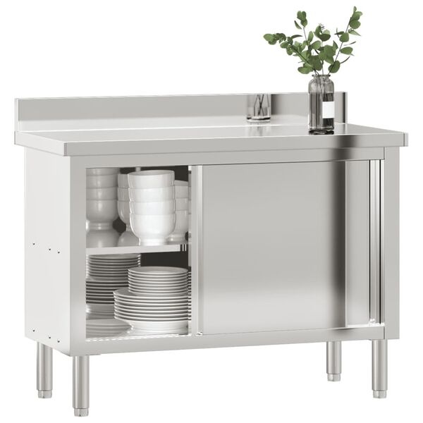 vidaXL Keukenwerktafel RVS Schuifdeuren -60%