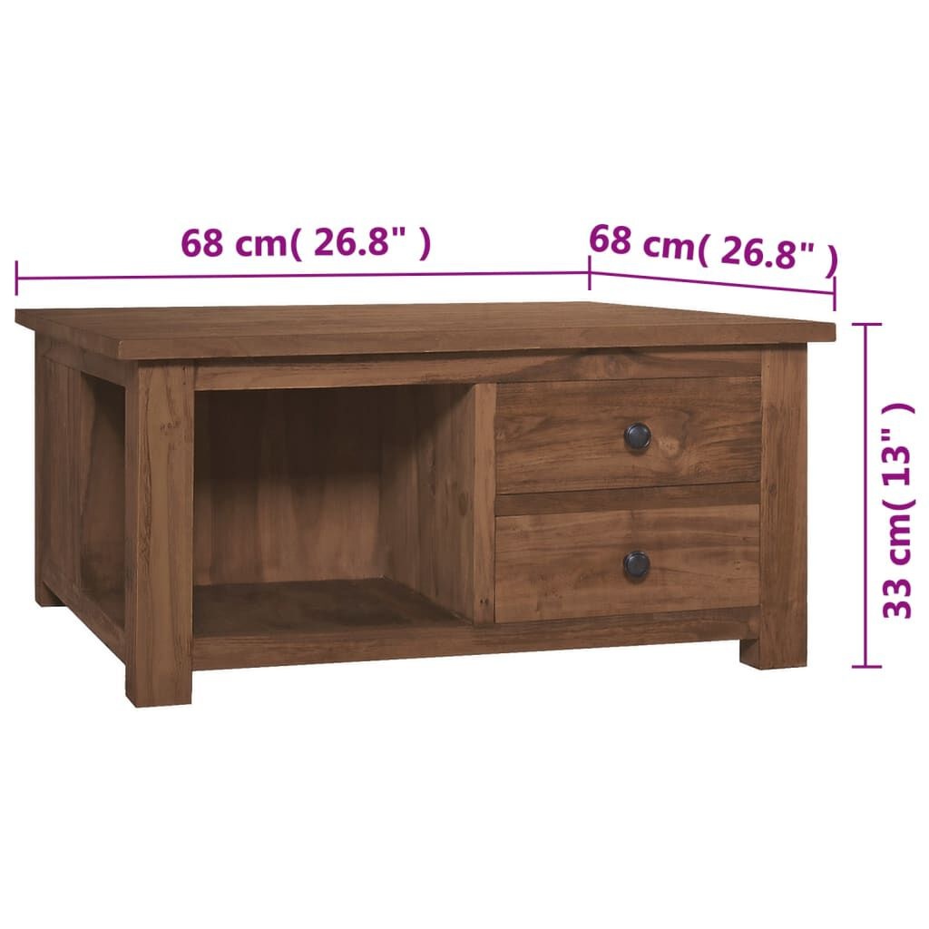 Teakhouten Salontafel 68x68 - 35% Korting! Massief & Uniek