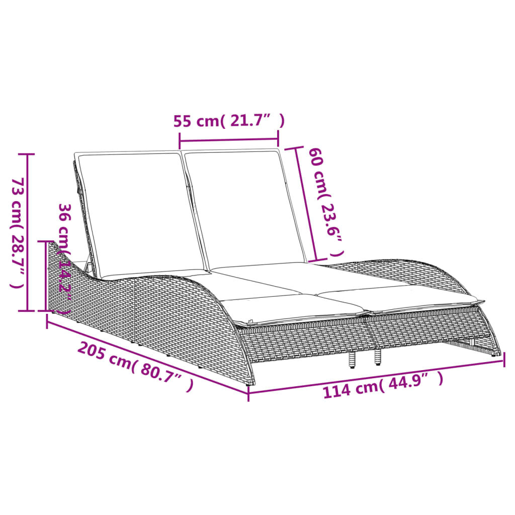 Ligbed met Kussens Zwart - vidaXL - 35% Korting!