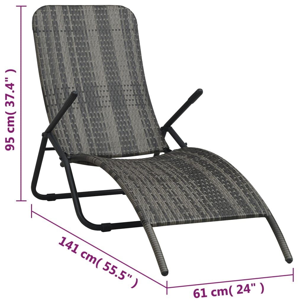 VidaXL Ligbed Grijs Poly Rattan Inklapbaar - 35% Korting!