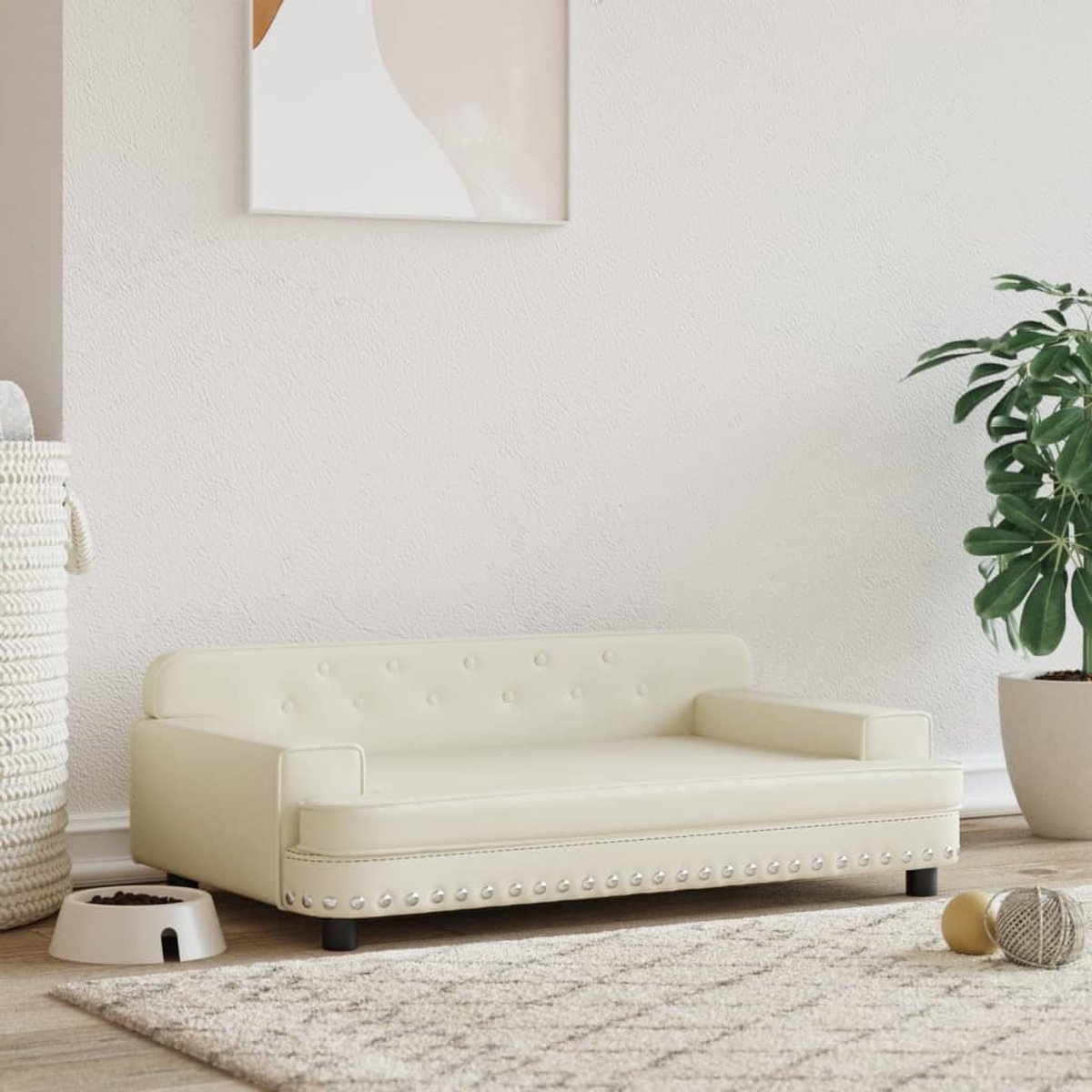 VidaXL Hondenmand Crème 90x53cm - Kunstleer - 35% Korting!