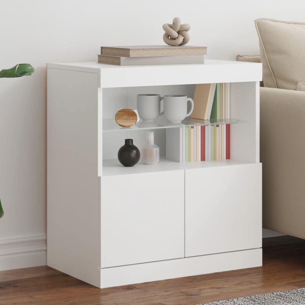 vidaXL Dressoir met LED-verlichting 60x37x67 cm wit