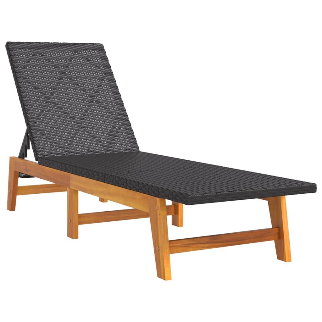 Ligbed Zwart/Bruin - Acaciahout & Rattan - Retourdeal! 35% Korting