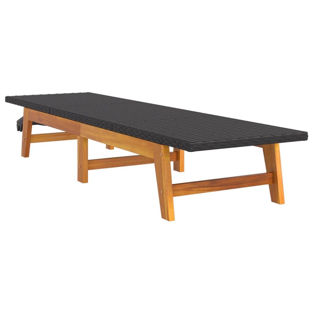 Ligbed Zwart/Bruin - Acaciahout & Rattan - Retourdeal! 35% Korting