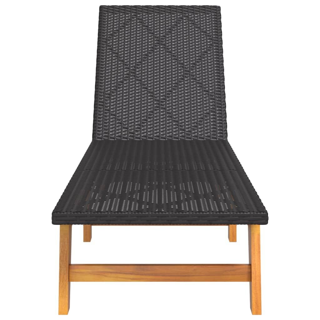 Ligbed Zwart/Bruin - Acaciahout & Rattan - Retourdeal! 35% Korting
