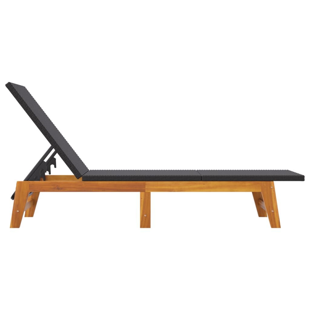 Ligbed Zwart/Bruin - Acaciahout & Rattan - Retourdeal! 35% Korting