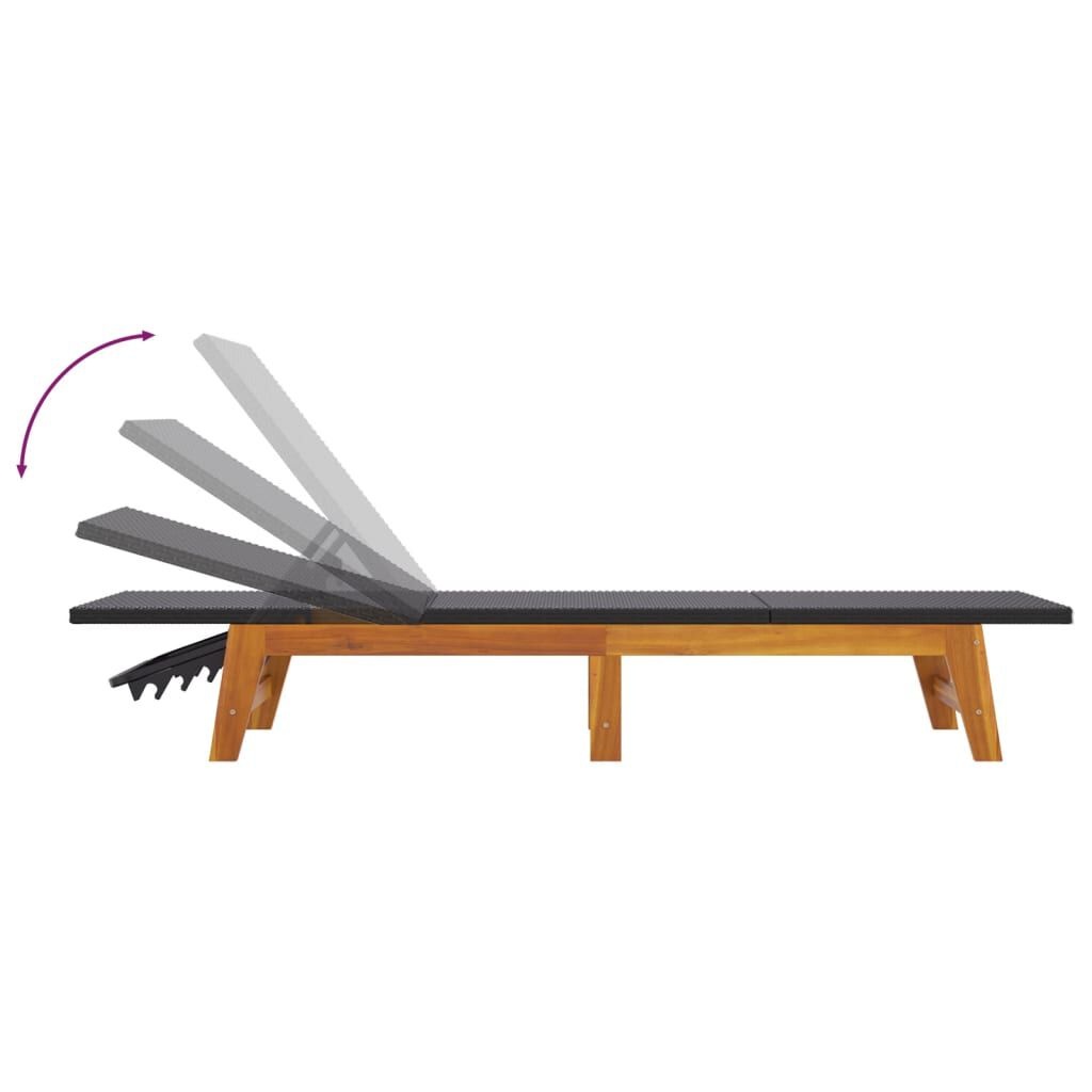 Ligbed Zwart/Bruin - Acaciahout & Rattan - Retourdeal! 35% Korting