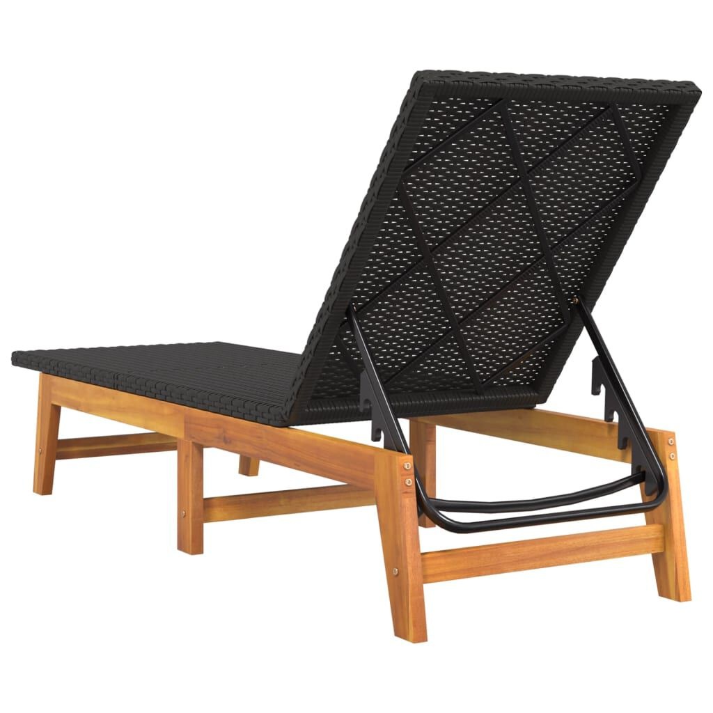 Ligbed Zwart/Bruin - Acaciahout & Rattan - Retourdeal! 35% Korting