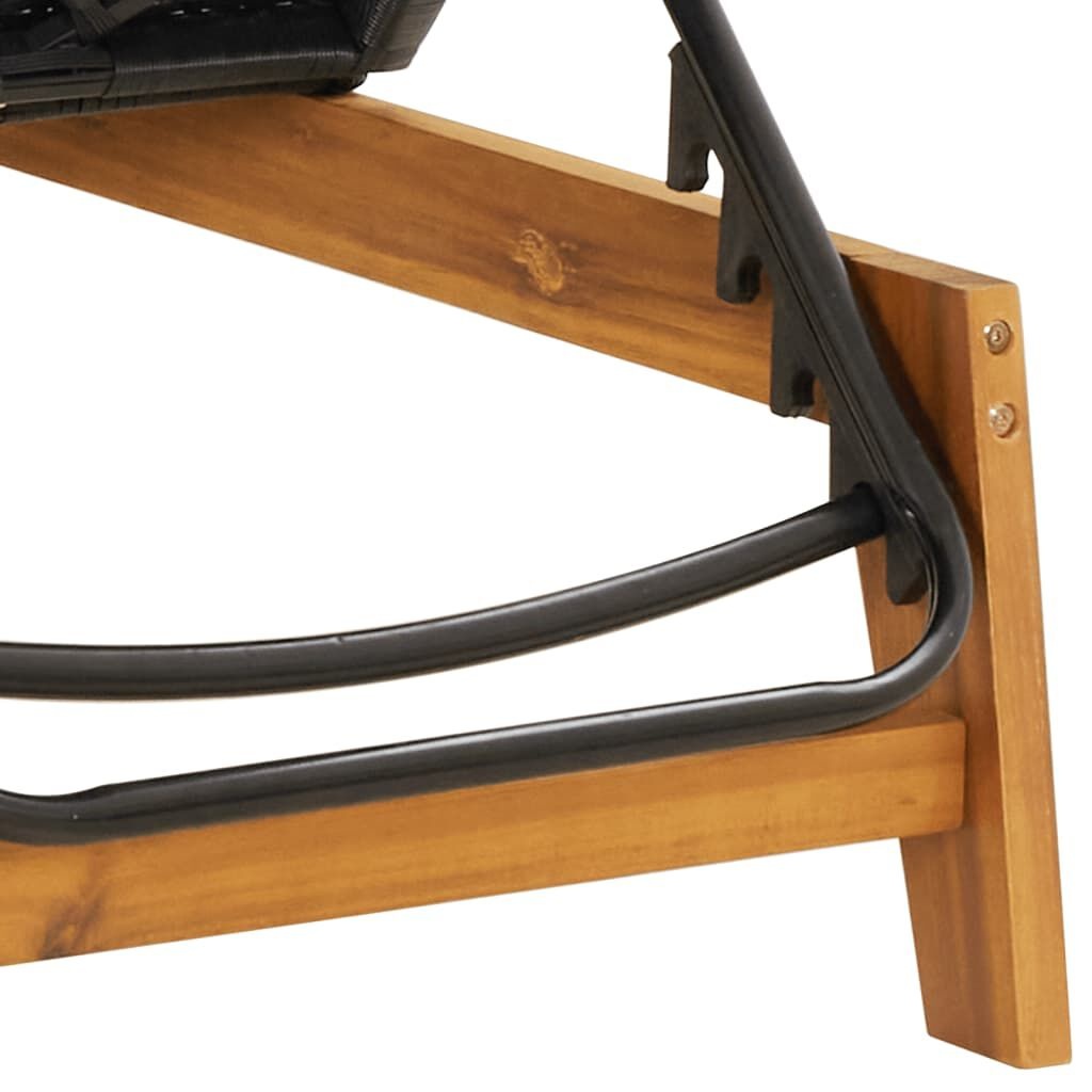 Ligbed Zwart/Bruin - Acaciahout & Rattan - Retourdeal! 35% Korting