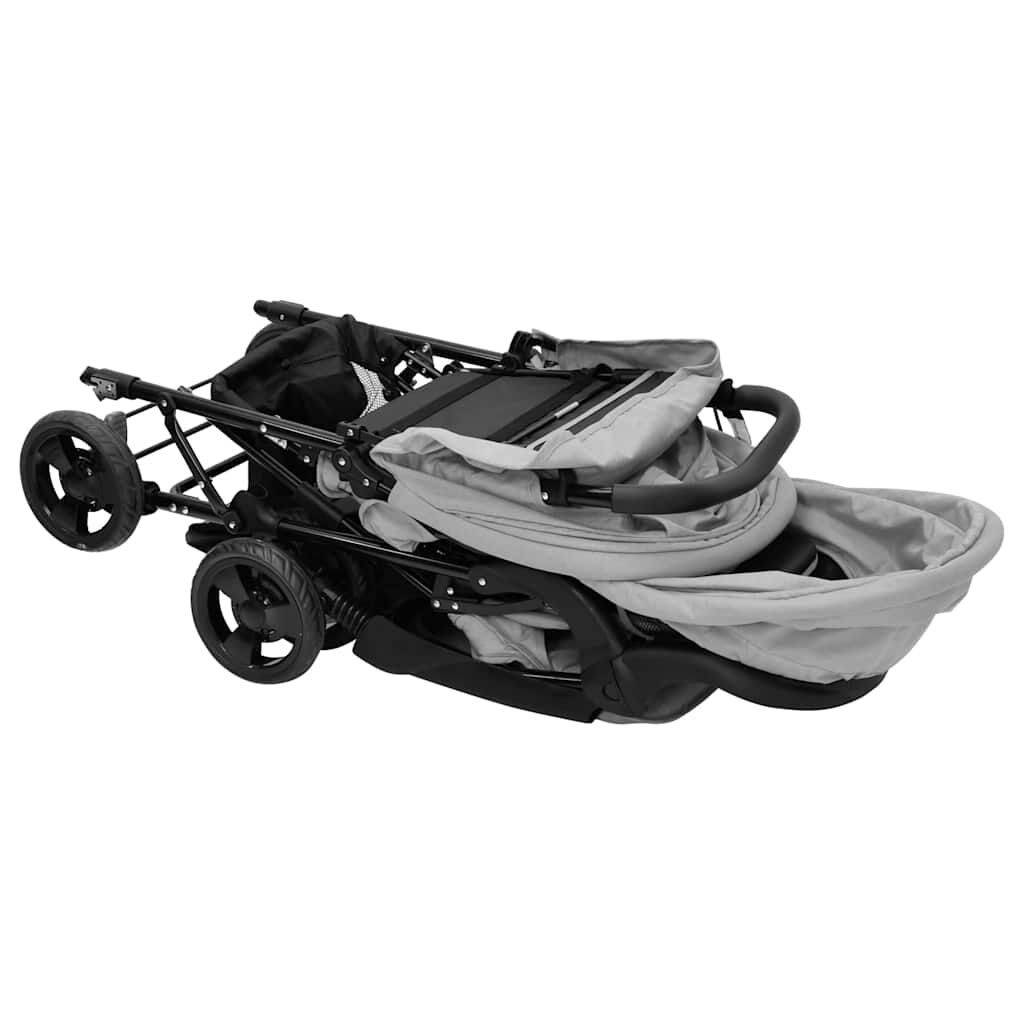 vidaXL Tweelingkinderwagen Tandem Lichtgrijs - 35% Korting!