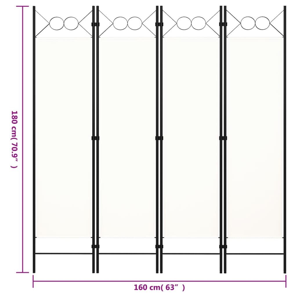 Kamerscherm 4 Panelen Wit 160x180cm - 35% Korting!