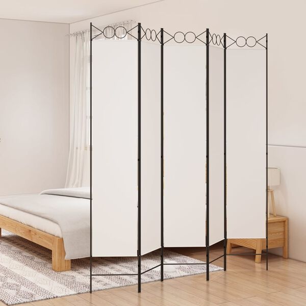 Kamerscherm 5 Panelen Wit 200x220cm - 35% Korting!