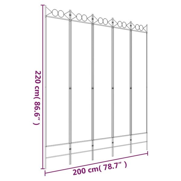 Kamerscherm 5 Panelen Wit 200x220cm - 35% Korting!
