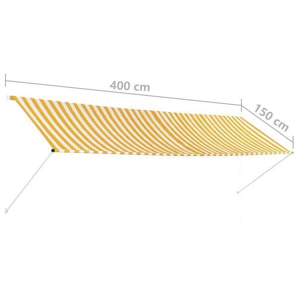 vidaXL Uittrekbare Luifel 400x150cm Geel/Wit -35% Korting!