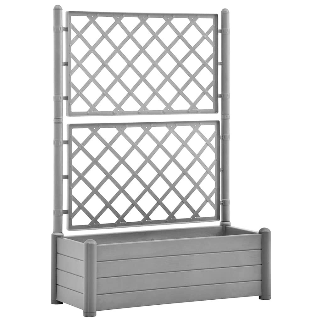 vidaXL Plantenbak met Latwerk Grijs 100x43x142cm - Zo Goed Als Nieuw!