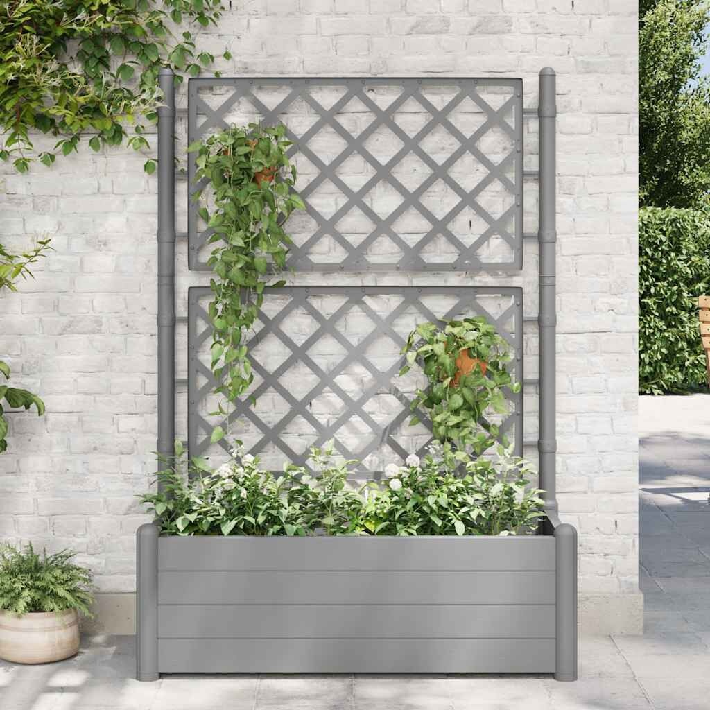 vidaXL Plantenbak met Latwerk Grijs 100x43x142cm - Zo Goed Als Nieuw!
