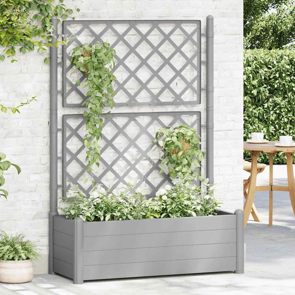 vidaXL Plantenbak met Latwerk Grijs 100x43x142cm - Zo Goed Als Nieuw!