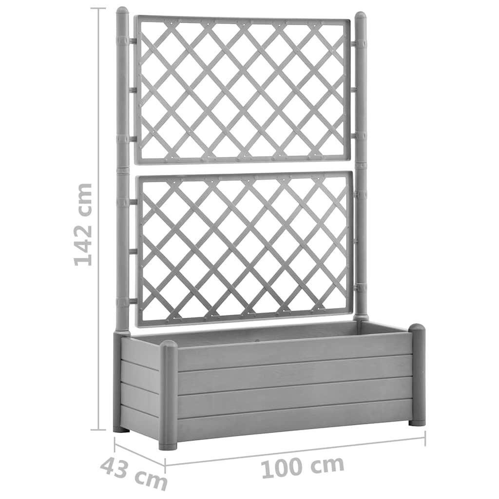 vidaXL Plantenbak met Latwerk Grijs 100x43x142cm - Zo Goed Als Nieuw!