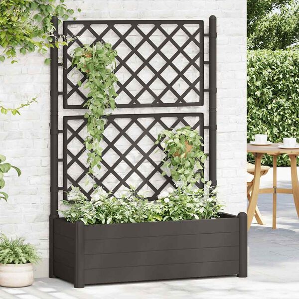 VidaXL Plantenbak met Latwerk Antraciet - 100x43x142cm