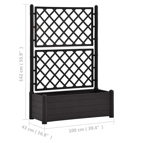 VidaXL Plantenbak met Latwerk Antraciet - 100x43x142cm