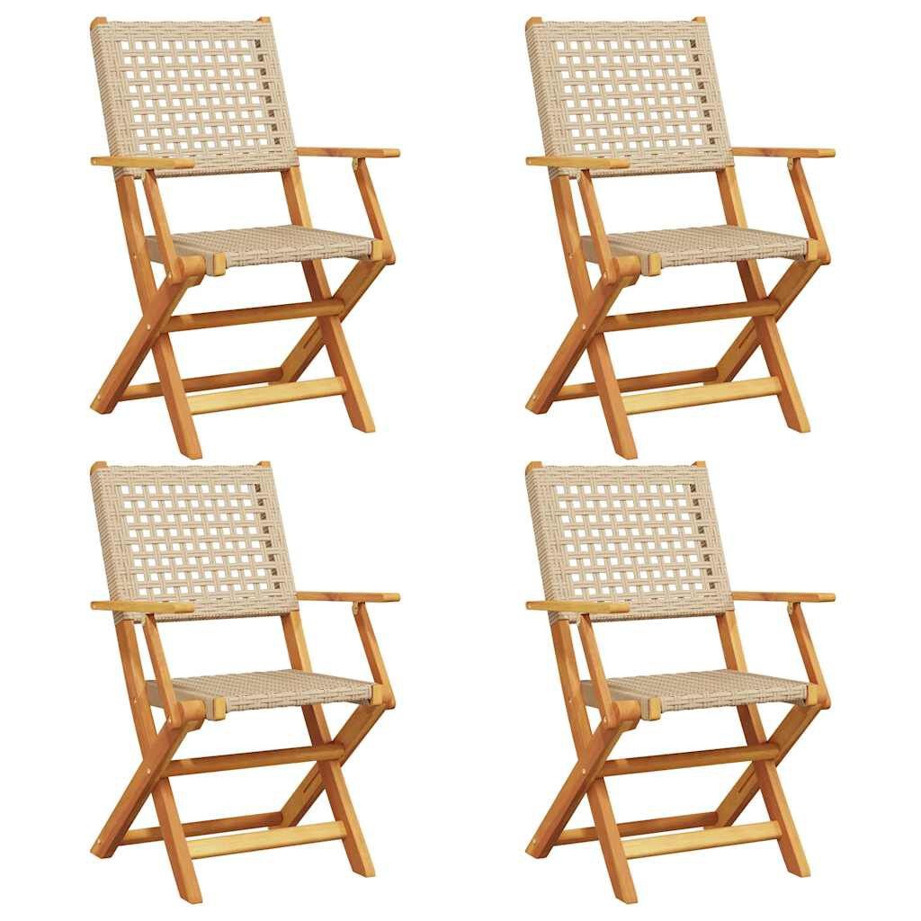vidaXL Tuinstoelen (4 st.) - 60% Korting! Inklapbaar & Beige