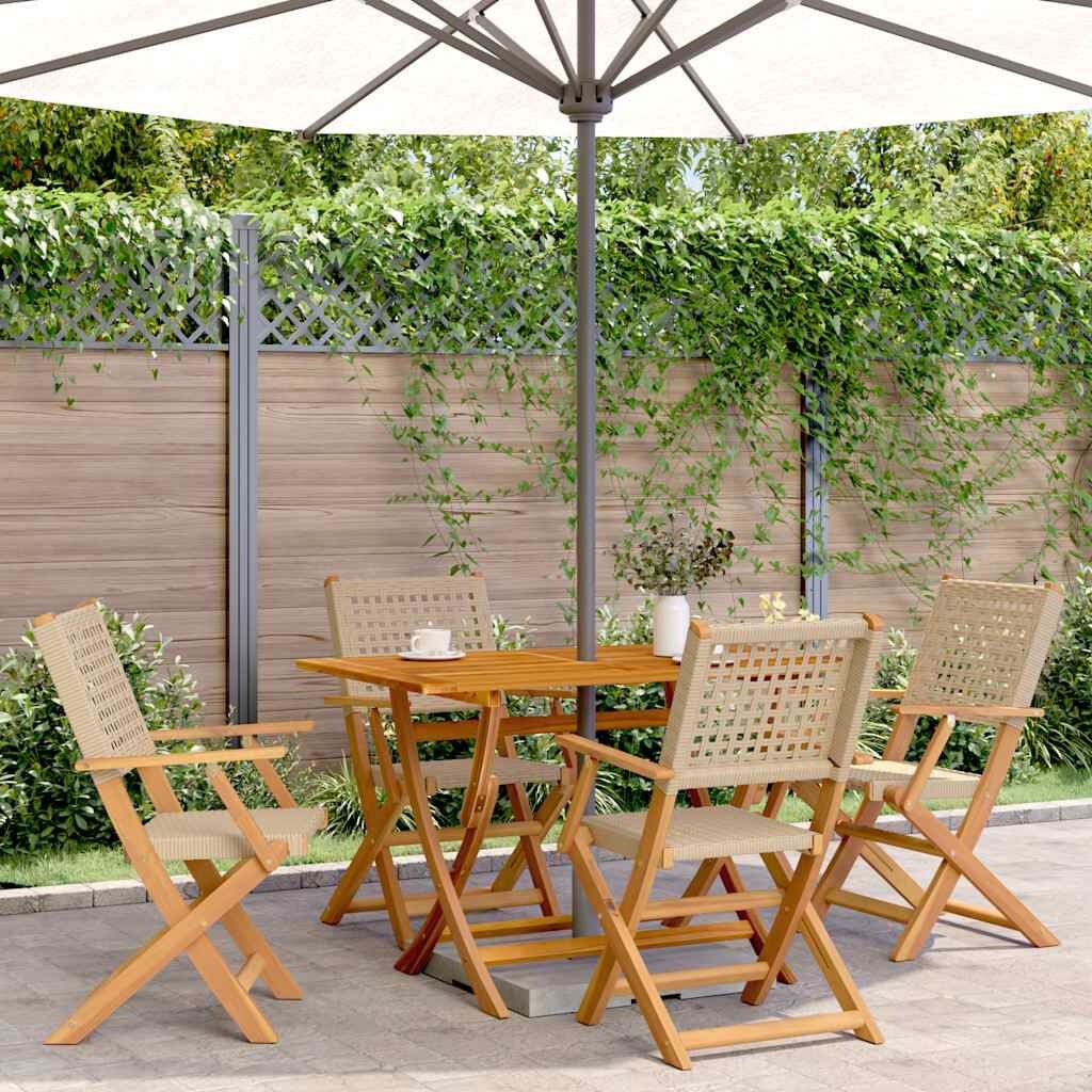 vidaXL Tuinstoelen (4 st.) - 60% Korting! Inklapbaar & Beige
