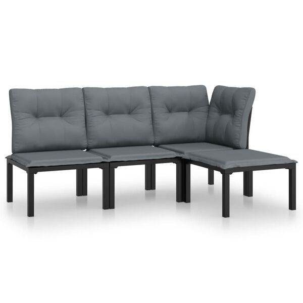 Luxe VidaXL Loungeset (4-delig) Zwart/Grijs - Retourdeal!