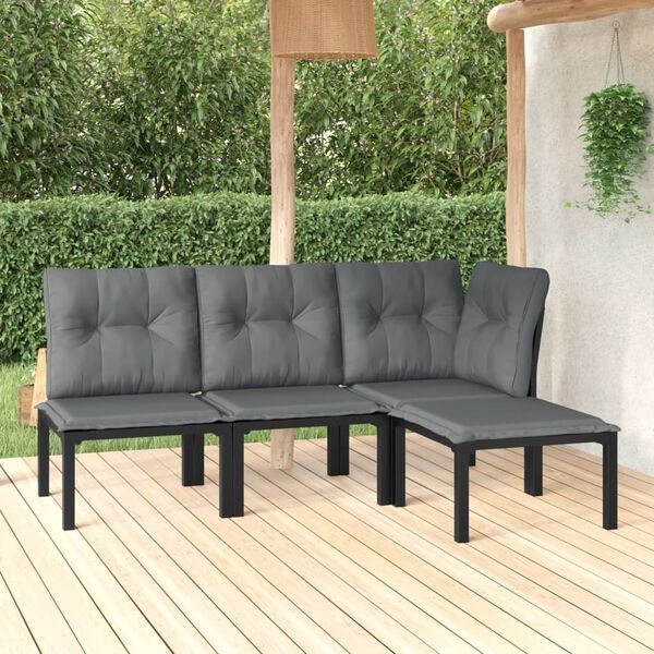Luxe VidaXL Loungeset (4-delig) Zwart/Grijs - Retourdeal!