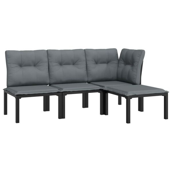 Luxe VidaXL Loungeset (4-delig) Zwart/Grijs - Retourdeal!