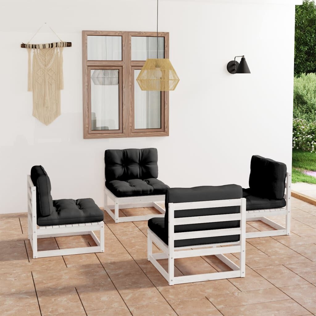 vidaXL Loungeset Grenenhout Wit - 4-delig - 35% Korting!
