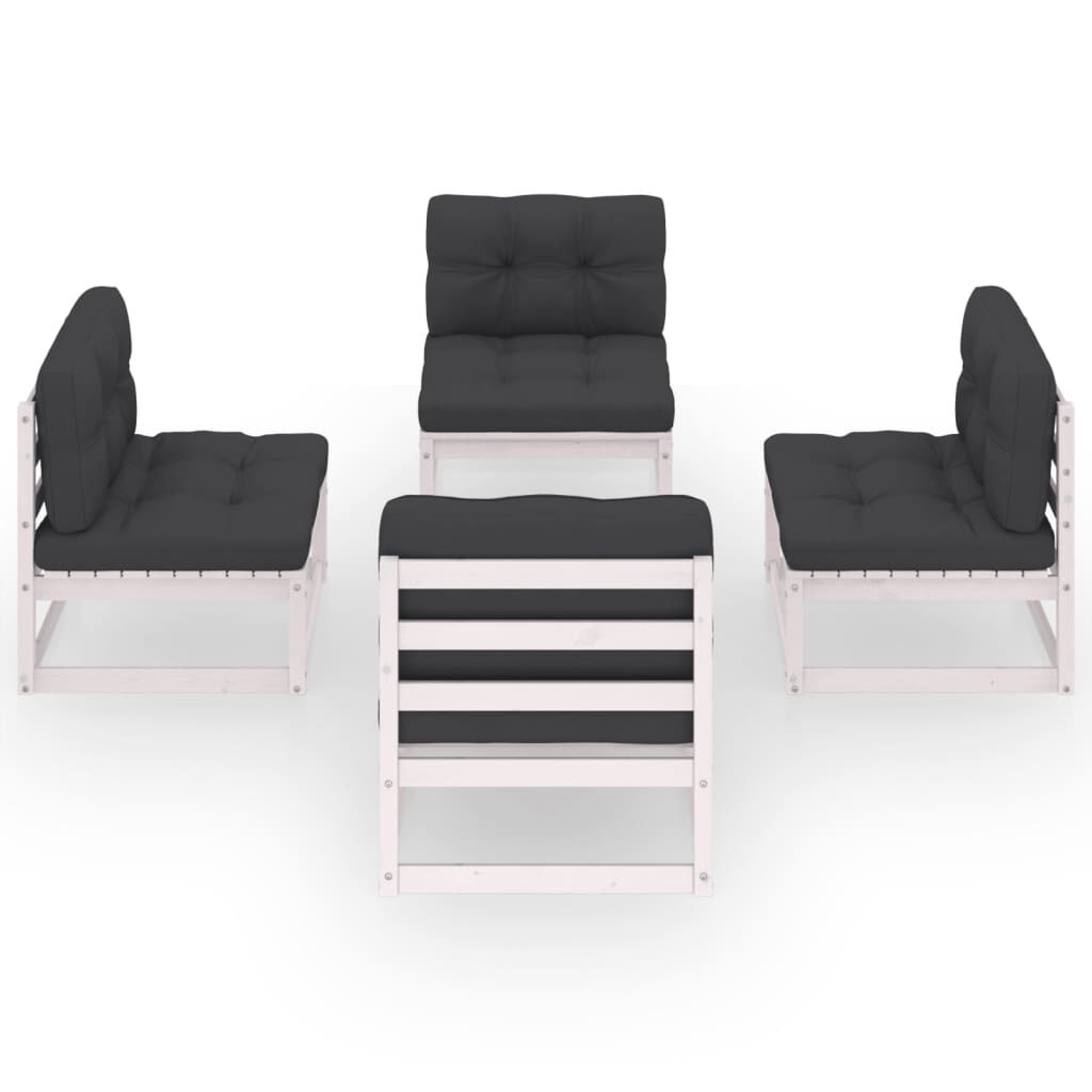 vidaXL Loungeset Grenenhout Wit - 4-delig - 35% Korting!