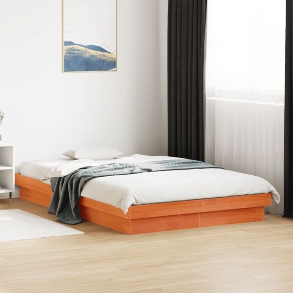 vidaXL Bedframe LED 140x200cm Grenenhout Wasbruin -35%!