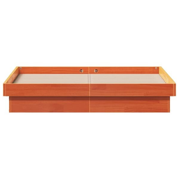 vidaXL Bedframe LED 140x200cm Grenenhout Wasbruin -35%!