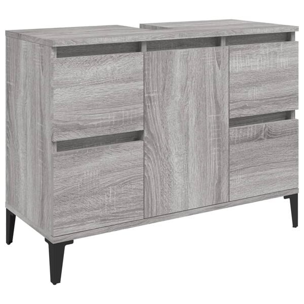 vidaXL Wastafelkast 80cm Grijs Eiken - 35% Korting!
