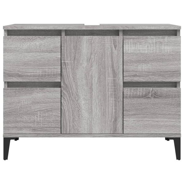 vidaXL Wastafelkast 80cm Grijs Eiken - 35% Korting!