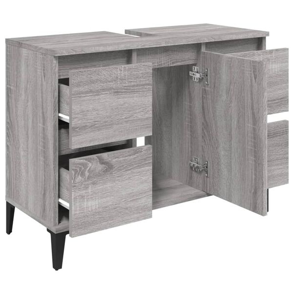 vidaXL Wastafelkast 80cm Grijs Eiken - 35% Korting!