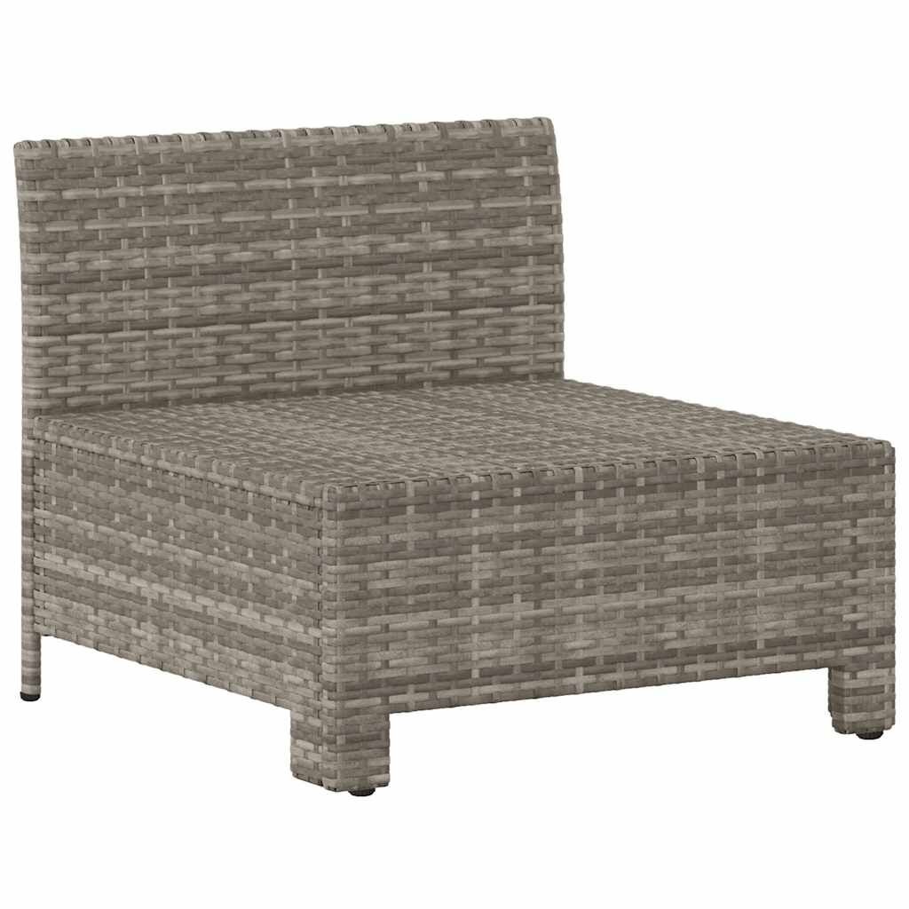 vidaXL Tuinmiddenbank Grijs Rattan m. Kussens -35%