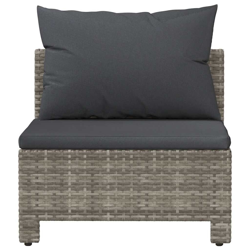 vidaXL Tuinmiddenbank Grijs Rattan m. Kussens -35%